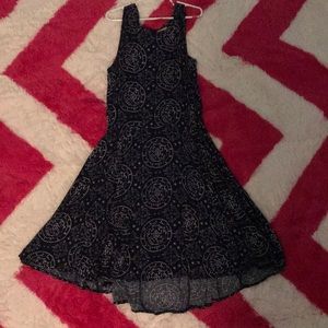 Navy and white short sleeve dress.